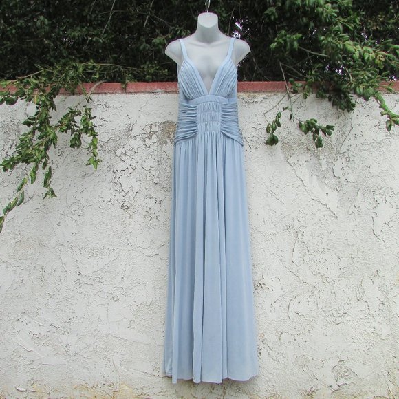 BCBGMaxAzria dusty blue stretch maxi dress L